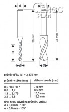 Vrták na DPS 400100 7001, karbid wolframu, ø0,7mm