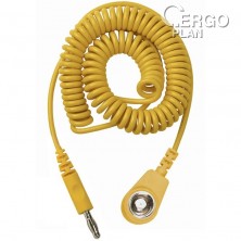 Spirálový uzemňovací kabel, 10mm/banánek, 2,0m, žlutý, 230205